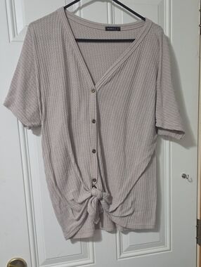 Miholl Lightweight Waffle Knit Button Down Shirt